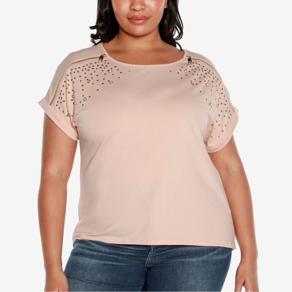 NWT Belldini Size 3X Studded Shoulder High Low Top - Picture 5 of 10